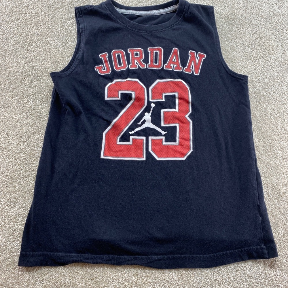 Jordan Shirt Boys Size Medium 23 Basketball‎ Tank Top Navy Blue Sleeveless